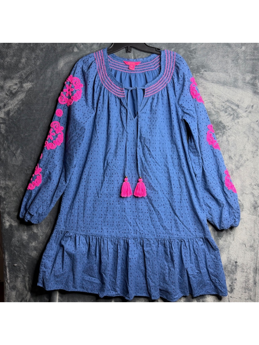 Lilly Pulitzer Lucee Dress Oyster Bay Navy Bayside Eyelet Size M